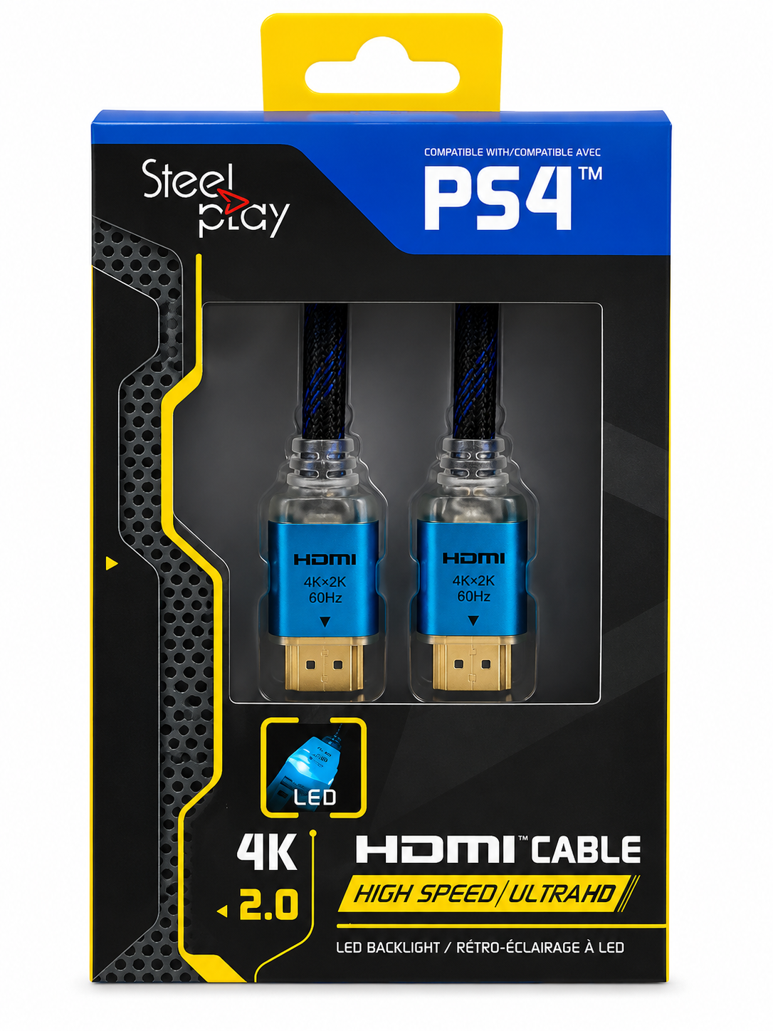Câble HDMI PS4 Steelplay + LED